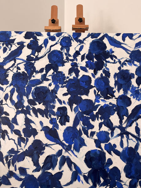 Blue and white