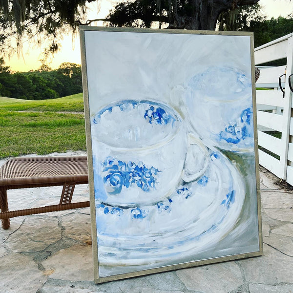 blue and white dishes