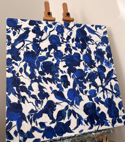 Blue and white