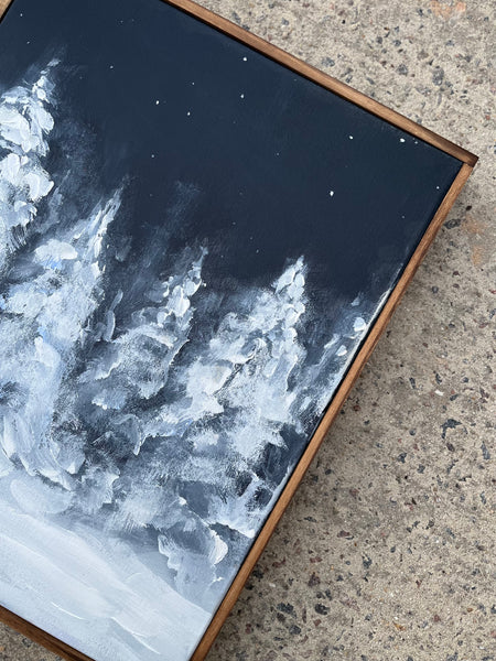 trees with snow and stars