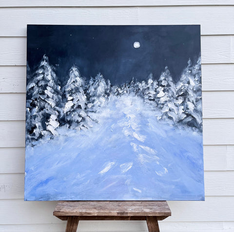 snowscape with stars and moon