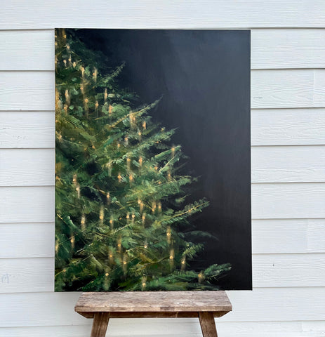 evergreen tree with lights
