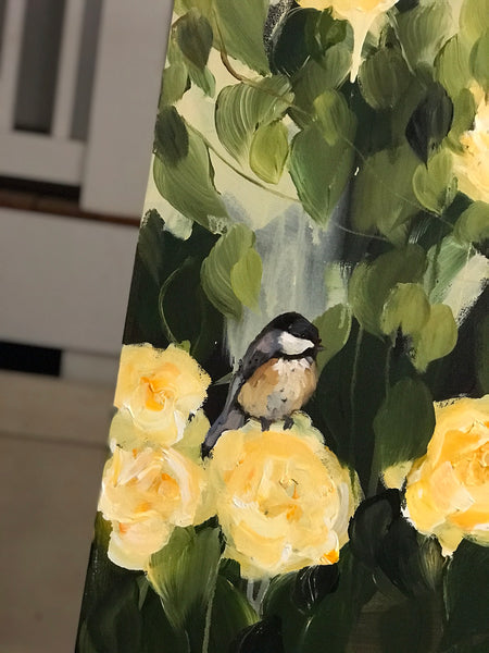 bird on roses