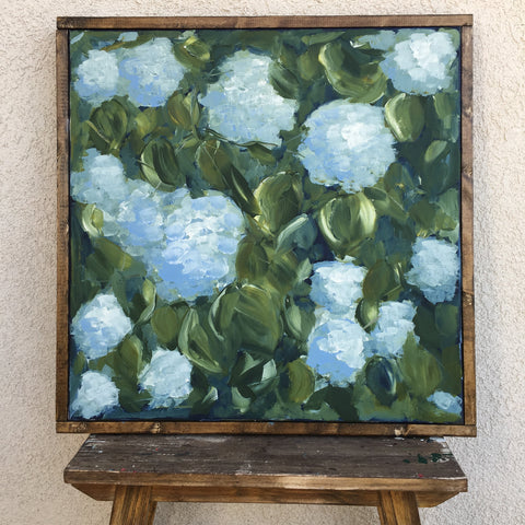 Blue hydrangea bush