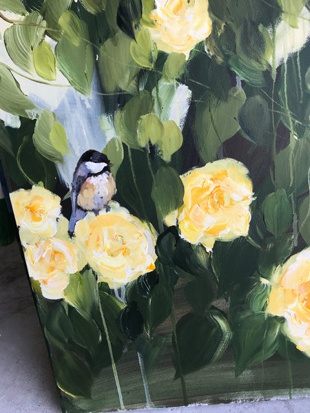 bird on roses