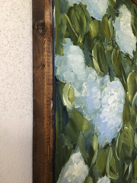 Blue hydrangea bush