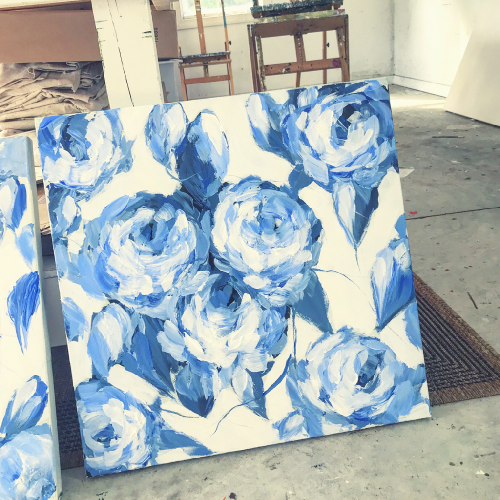 blue and white roses
